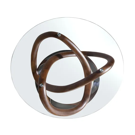 Журнальный столик Angel Cerda 2064, Ø100 см, стекло, массив ореха