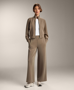 OYSHO Брюки прямого кроя с полосками из модала, мокко