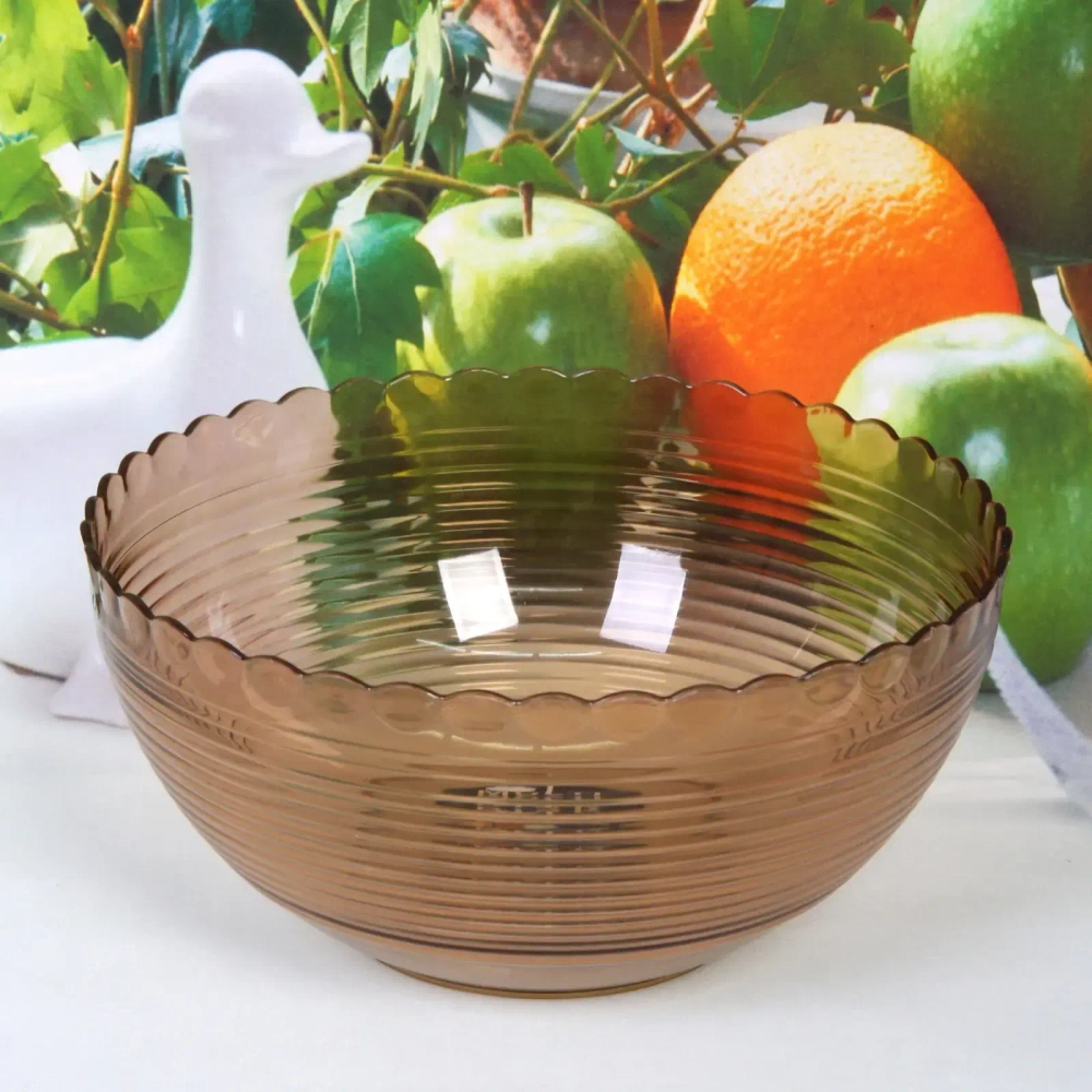 Салатник пластиковый «Мадлен» 19*9см полоски, бежевый