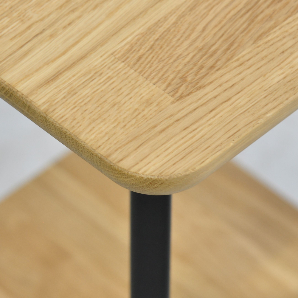 Дизайнерский столик-консоль Виби из дуба 40х40 см в стиле лофт, на металлических ножках