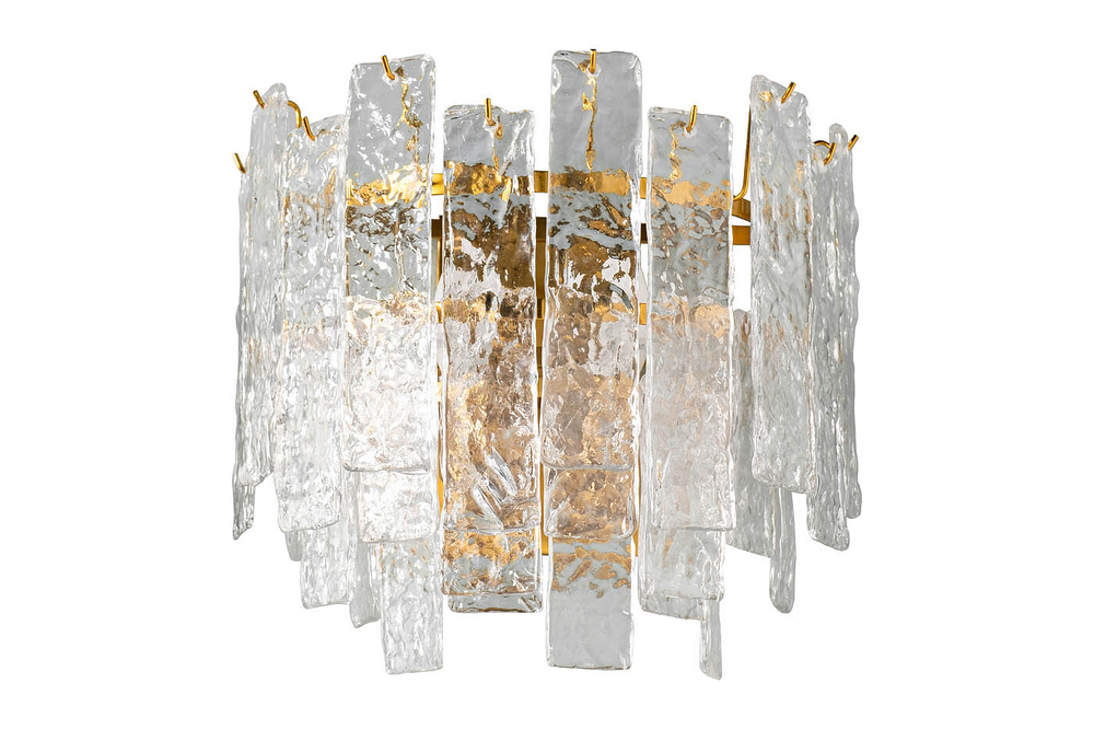 K2KG0998W-2B Бра "Ice" рифленое стело/латунь L19*W36*H32см