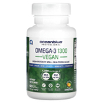 OceanBlue, Professional, веганская омега-3 1300, высокоэффективная, со вкусом натурального апельсина, 60 веганских капсул (650 мг в одной капсуле)