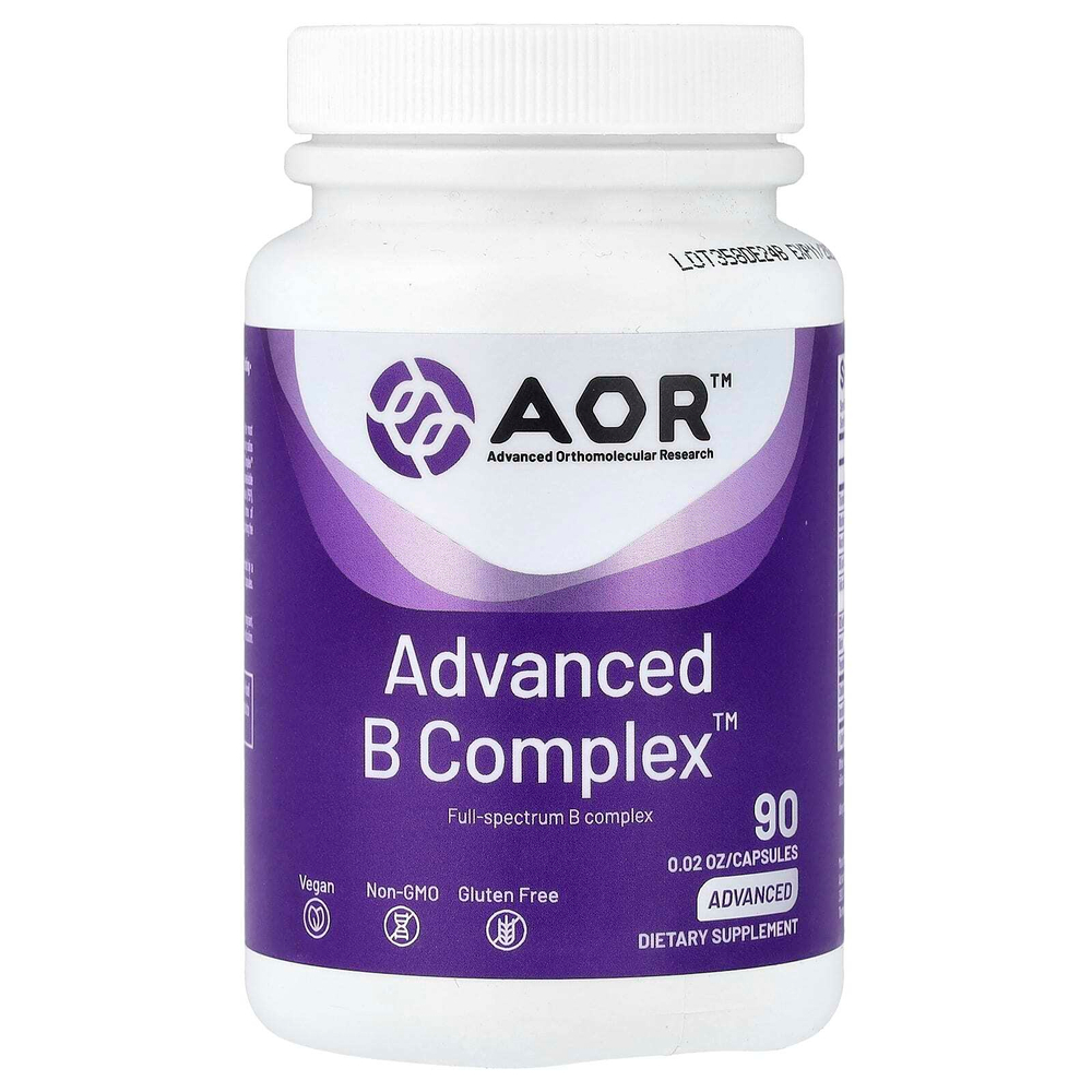Advanced Orthomolecular Research AOR, Advanced B Complex™, 90 капсул