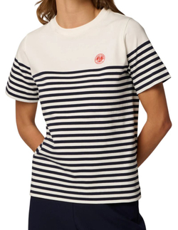 Женская футболка Roland Garros Heritage Tara - белый/темно-синий