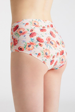 Высокие трусики Poppies с алыми маками (Размер: S) (Цвет: телесный)