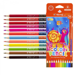 Карандаши цветные двусторонние Yalong 12/24 цв., "Аквариум" деревянные, трехгранные, заточенные, грифель 3.0 мм, картон. уп., европодвес