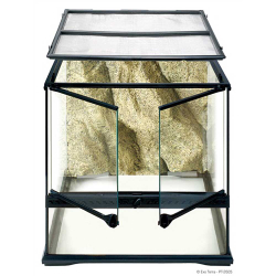 Hagen Exo Terra Terrarium Small Wide - террариум из стекла 45x45x45см с дверцами, покровной сеткой и декоративным фоном