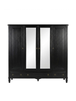 Шкаф 233х68х220, Джоли, распашной, 4 двери, с ящиками для одежды, из массива березы, черный, Makosa