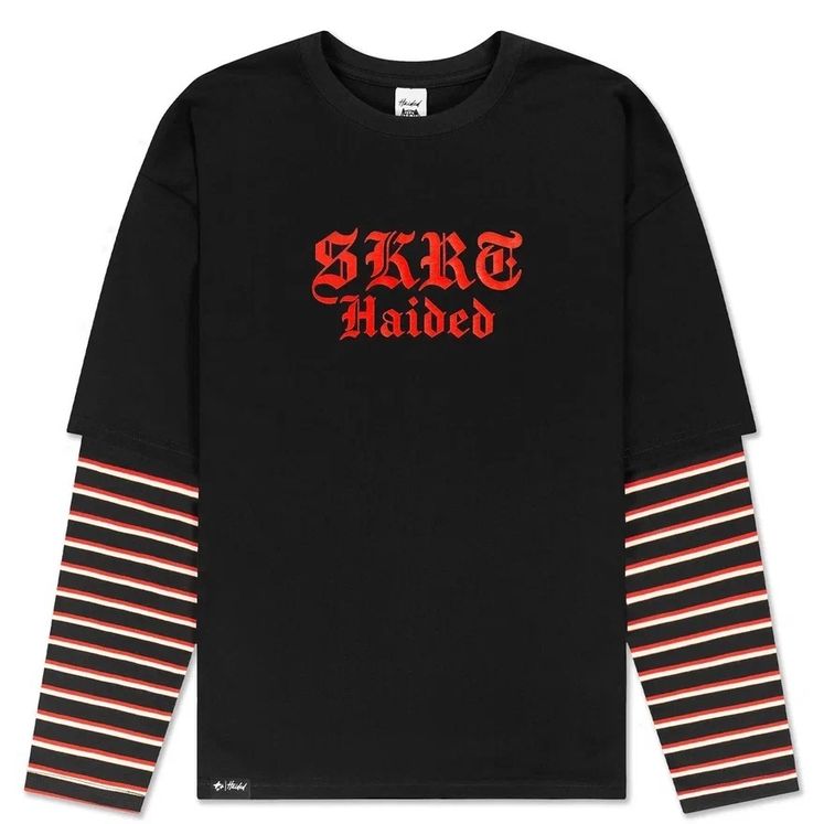 Лонгслив HAIDED SKRT двойной рукав, черн/бел/красный