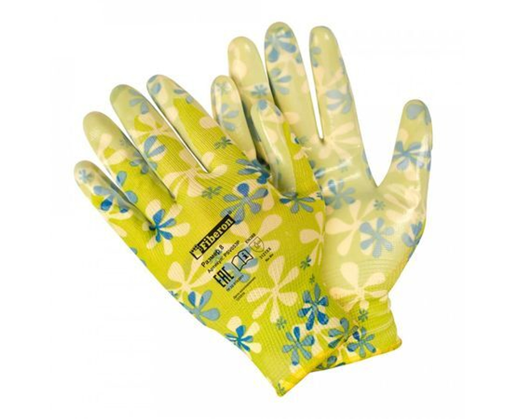Перчатки "Для садовых работ", полиэстр, нитриловое покрытие, р.8(M) 4 пары в комплкте