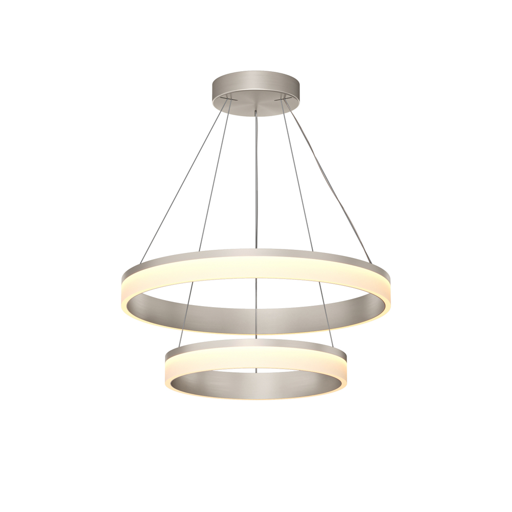Подвесной светильник RING, ?600+400 мм, LED, 63Вт, 3000К, алюминий+акрил, сатин. никель