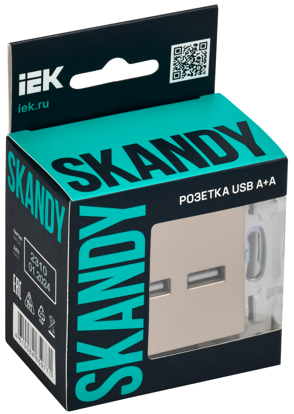 SKANDY Розетка USB A+A 3,1А SK-R15Sa песочный IEK