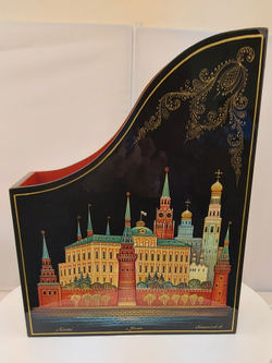 Лоток под бумаги формат А4  "Москва" с росписью Палех