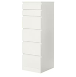 Комод, 40х48х125, Марм, с ящиками для одежды, в прихожую и детскую, с зеркалом, белый, Dipriz