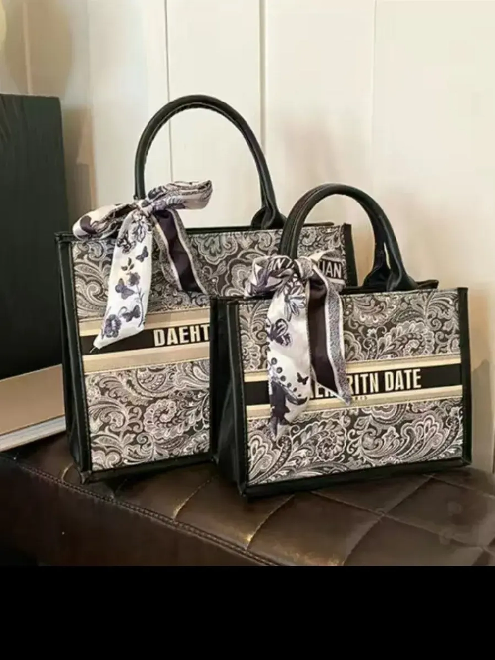 Сумка для учебы большая а4 тоут черная y2k с бантиком