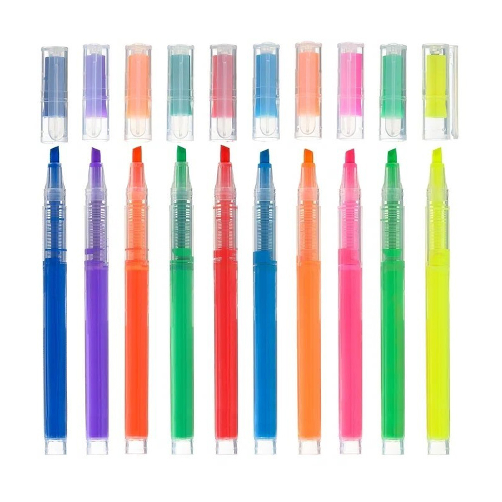 Маркер текстовыделитель Basir, скошенный наконечник, 10 цветов