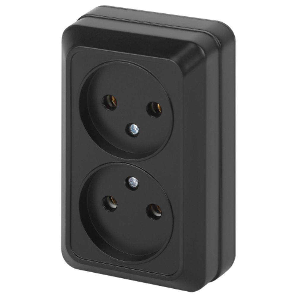 Розетка Intro Quadro 2-203-05 двойная без заземления 2х2P 16А-250В IP20 ОУ антрацит | Intro