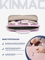 Сумка для ноутбука 13,3" и 14" с ремнем на плечо и большим карманом спереди (Стеганый розовый)