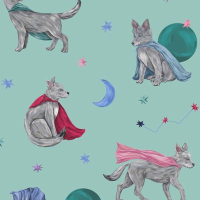 Волчата на мятном фоне