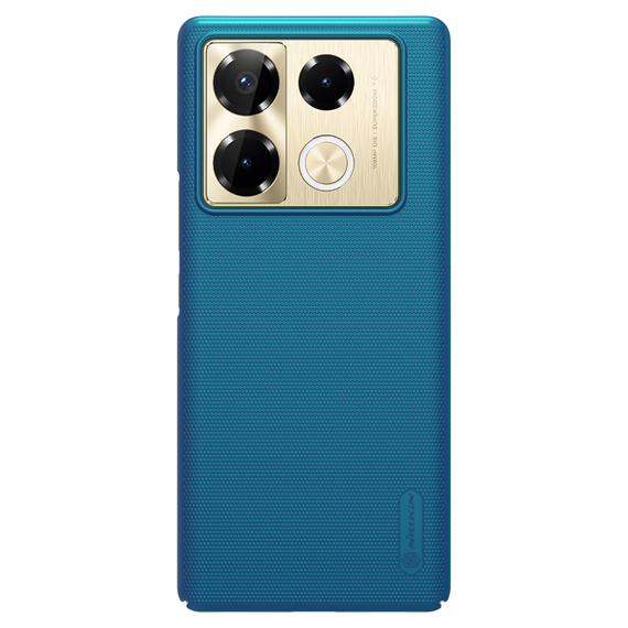 Тонкий жесткий чехол синего цвета (Peacock Blue) от Nillkin для Infinix Note 40 Pro, серия Super Frosted Shield