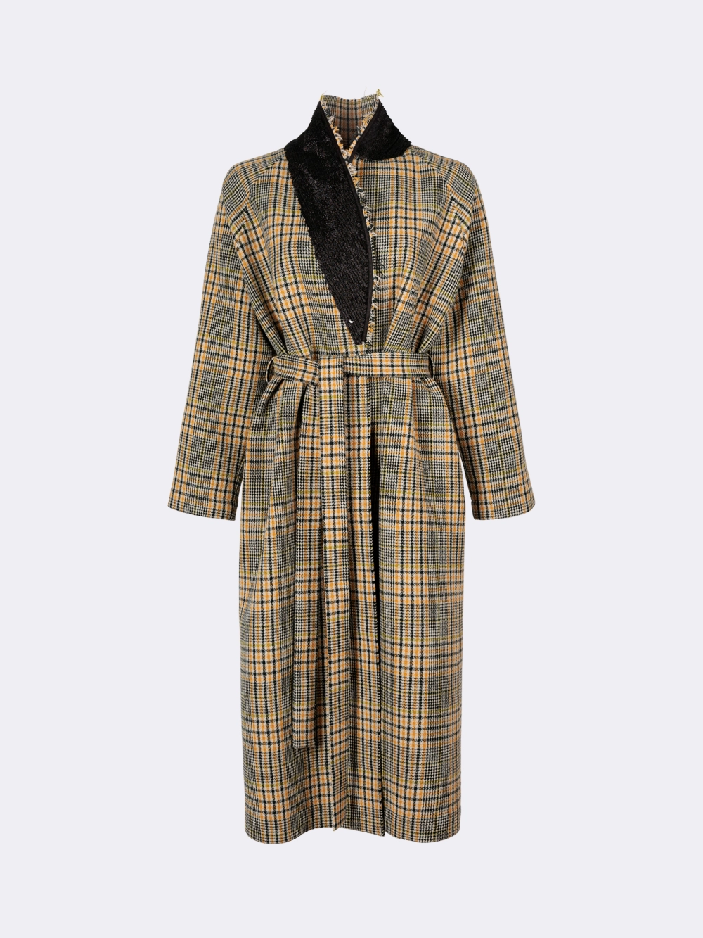 Пальто-халат с воротником из пайеток OLA OLA