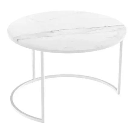 Набор кофейных столиков Bradex Home ов Tango белый мрамор с белыми ножками, 2шт