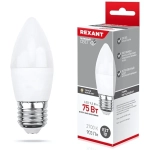 Лампа светодиодная Rexant, 9,5Вт, свеча, E27, 220В, 903Лм, 2700К (10)