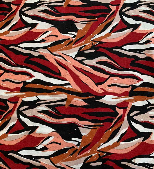 Марлевка жатка принт, вискоза теракот/коричневый