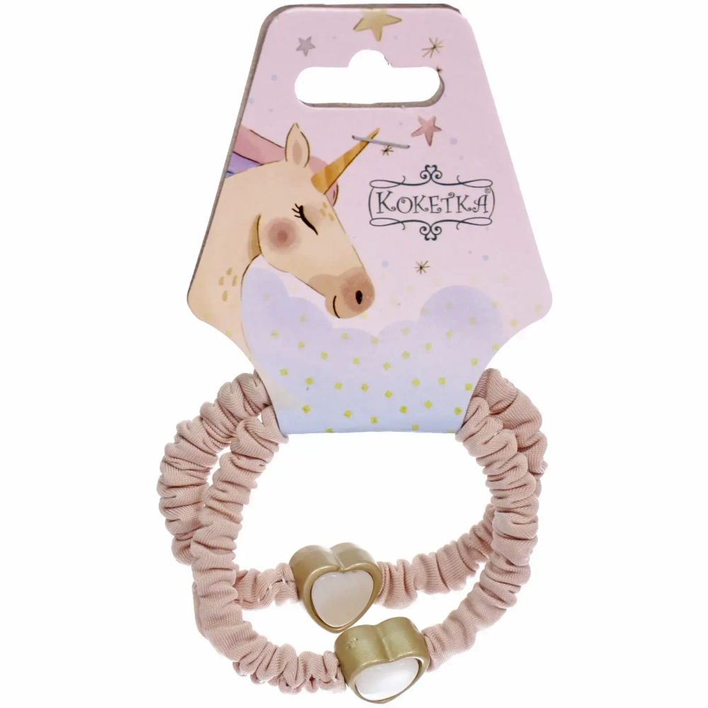 Резинки для волос 2шт «ЕЖЕВИКА», сердечко, микс 5 цветов, d-5,5см (подвес Единорог)