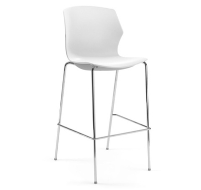 SOLE Кресло пластик барное БЕЛЫЙ/ХРОМ