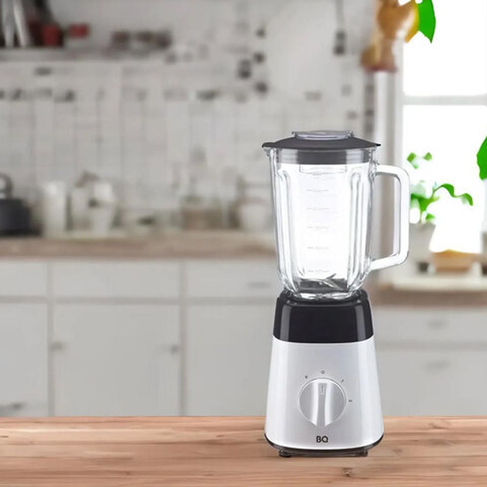 Блендер стационарный BQ (БИ-КЬЮ) SB1008, 1000 Вт, 2 скорости, чаша 1,5 л, пластик, черный/белый, 86192480