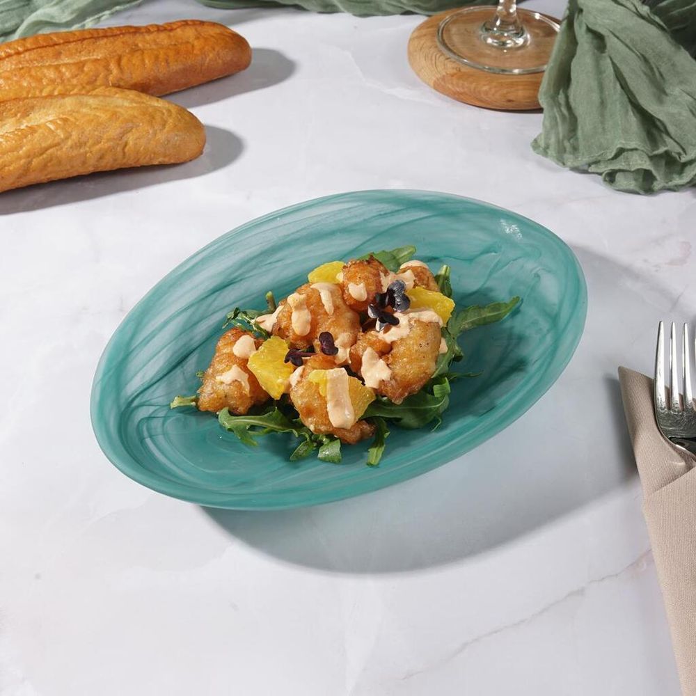 Салатник 400 мл 24*17 см h2 см овальный   матовое стекло P.L. Proff Cuisine [6]