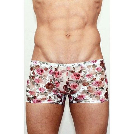 Мужские трусы боксеры белые с розами Romeo Rossi Boxer RR00227