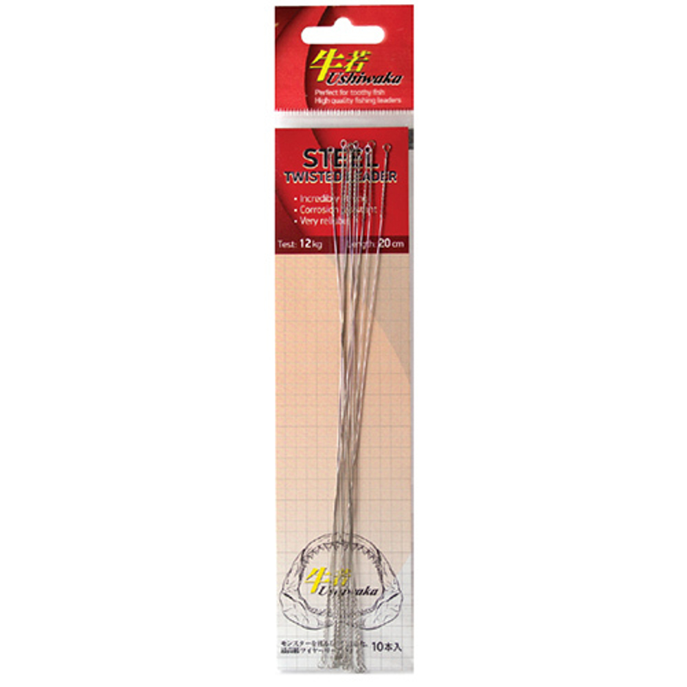 Поводок Ushiwaka Steel Twisted UST1212, 12кг/12см, 10шт