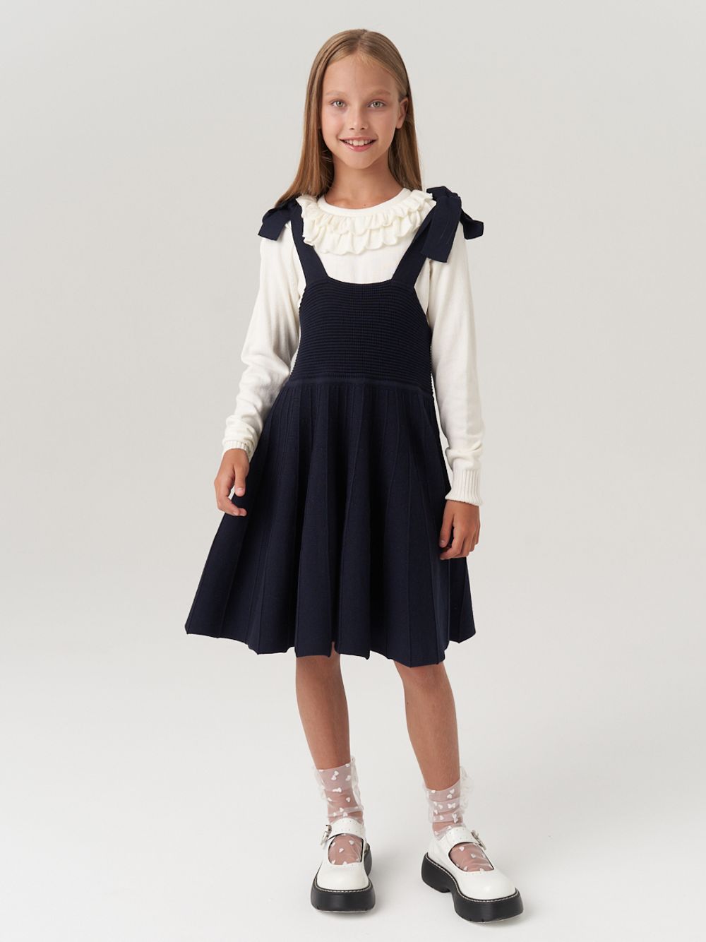 Сарафан школьный для девочки AT972-218 синий