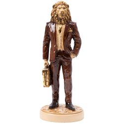 Скульптура Лев Бизнесмен Айвори Коричневый