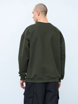 Свитшот оверсайз, с начесом (хаки)
