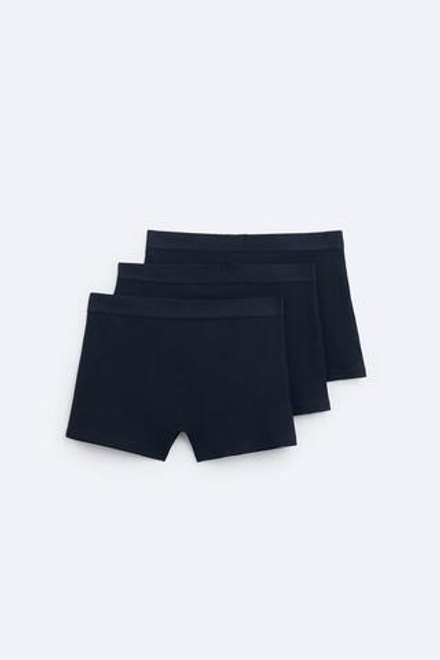 ZARA НАБОР ИЗ ТРЕХ БАЗОВЫХ ТРУСОВ-БОКСЕРОВ, МОРСКОЙ СИНИЙ