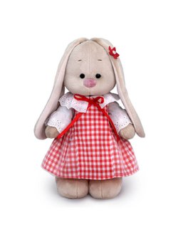 Мягкая игрушка Зайка Ми в сарафане в клетку 25 см