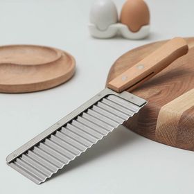 Волнообразный нож для овощей нержавеющая сталь с деревянной ручкой 27*8,2 см