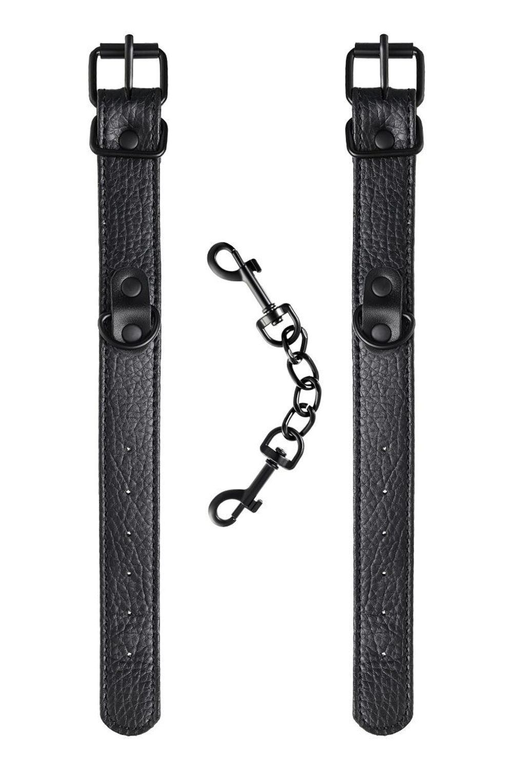 Узкие черные наручники на сцепке (Цвет: черный)