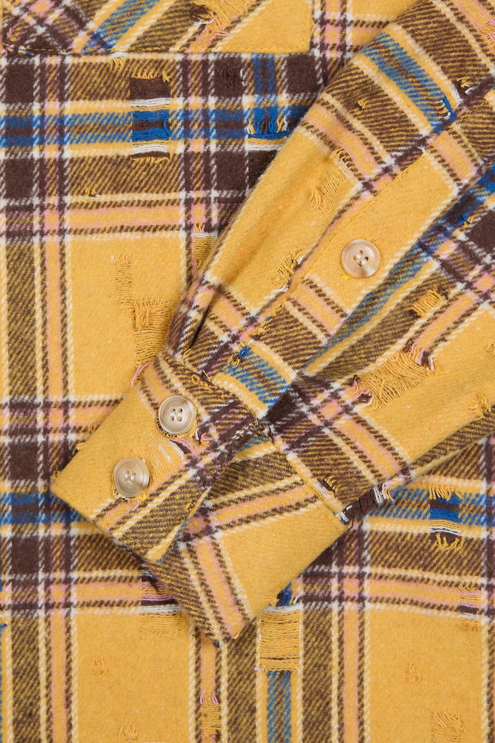 Рубашка  RUFF Global ripped plaid желтая