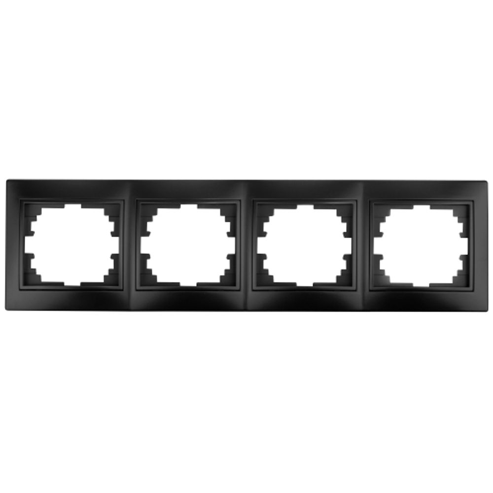Рамка для розеток и выключателей Intro Plano 1-504-05 на 4 поста горизонтальная, СУ, антрацит