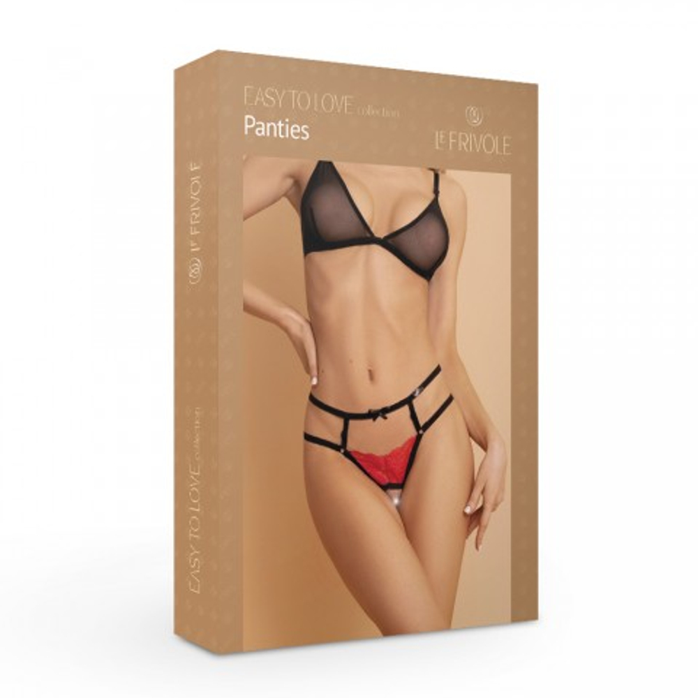 Интригующие красные трусики с доступом и лентами Easy to Love (размер S/M, 42-44)