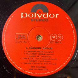 Винтажная виниловая пластинка LP Bert Kaempfert And His Orchestra A Swingin Safari (Germany 1966)