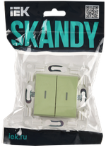 SKANDY Выключатель 2-клавишный проходной с индикацией 10А SK-V10G мятный IEK
