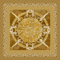 Скатерть "Дендерский зодиак", по мотивам древнеегипетского астрономического барельефа в храмовом комплексе Хатхор в Дендере