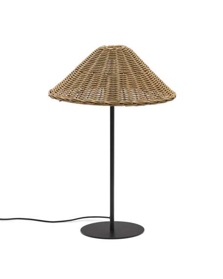 Urania Настольная лампа из ротанга и черного металла