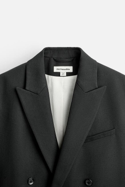 ZARA X NANUSHKA ДВУБОРТНЫЙ БЛЕЙЗЕР, ЧЕРНЫЙ