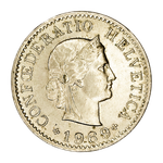 Switzerland, 5 Rappen, 1969 – Libertas Series, AU